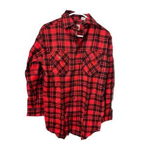 Dickies Flannel Shirt Mens Small Red/Black Plaid Cotton Blend Logger Cowboy NEW